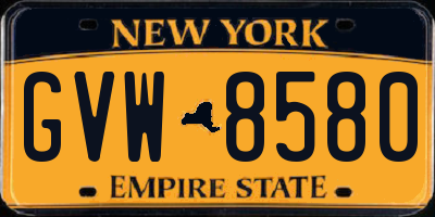 NY license plate GVW8580