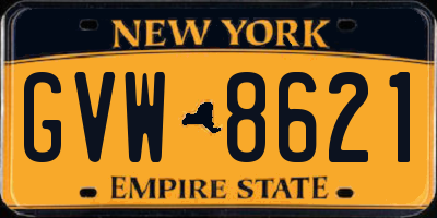 NY license plate GVW8621