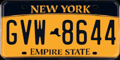 NY license plate GVW8644
