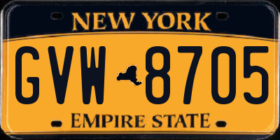 NY license plate GVW8705