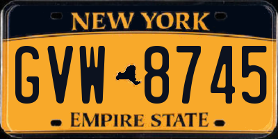 NY license plate GVW8745