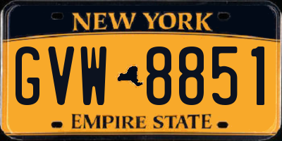 NY license plate GVW8851