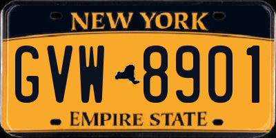 NY license plate GVW8901