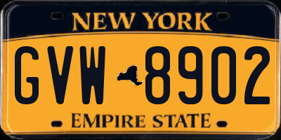 NY license plate GVW8902