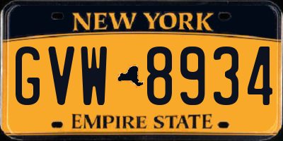 NY license plate GVW8934