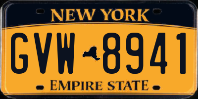 NY license plate GVW8941