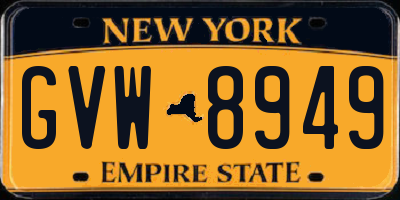 NY license plate GVW8949