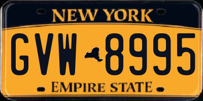 NY license plate GVW8995