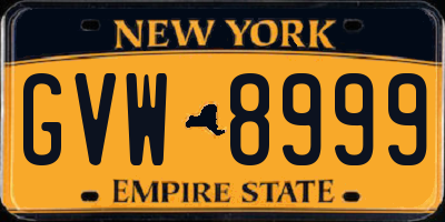 NY license plate GVW8999