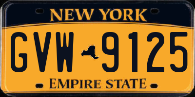 NY license plate GVW9125