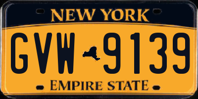 NY license plate GVW9139