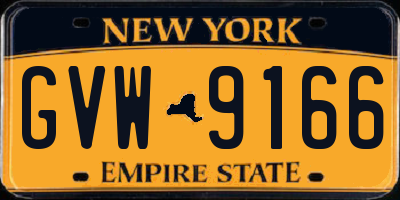 NY license plate GVW9166