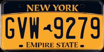 NY license plate GVW9279