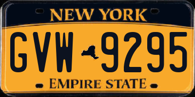 NY license plate GVW9295