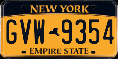 NY license plate GVW9354