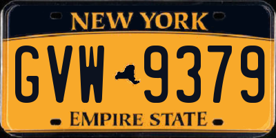 NY license plate GVW9379