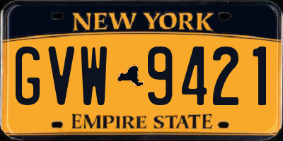 NY license plate GVW9421