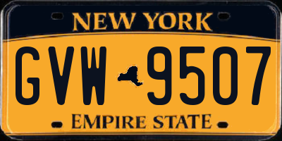 NY license plate GVW9507