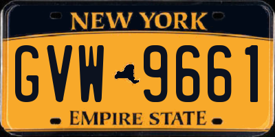 NY license plate GVW9661
