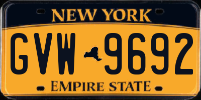 NY license plate GVW9692