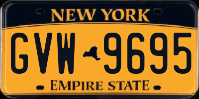 NY license plate GVW9695