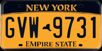 NY license plate GVW9731