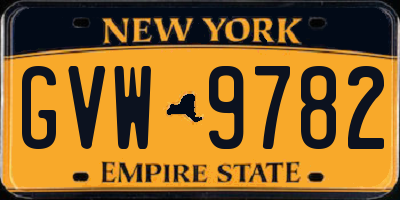 NY license plate GVW9782