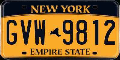 NY license plate GVW9812
