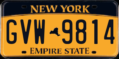 NY license plate GVW9814