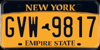 NY license plate GVW9817