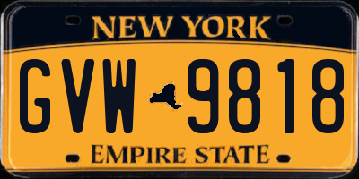 NY license plate GVW9818