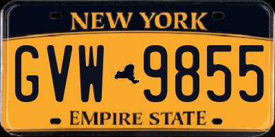 NY license plate GVW9855