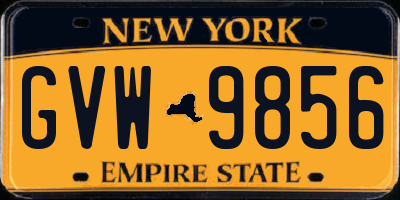 NY license plate GVW9856