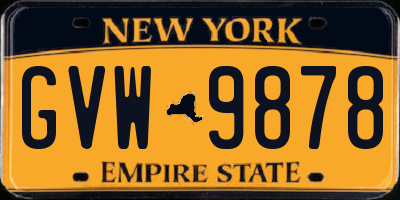 NY license plate GVW9878