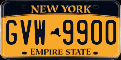NY license plate GVW9900