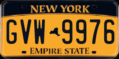 NY license plate GVW9976