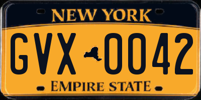 NY license plate GVX0042