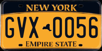 NY license plate GVX0056