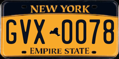 NY license plate GVX0078