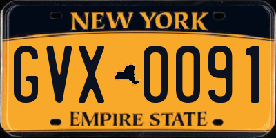 NY license plate GVX0091