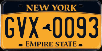 NY license plate GVX0093