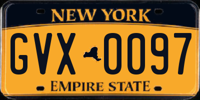 NY license plate GVX0097