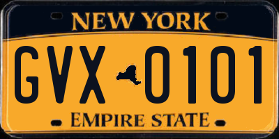 NY license plate GVX0101