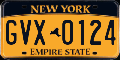 NY license plate GVX0124