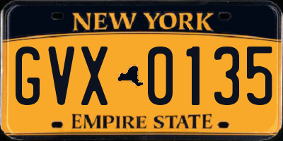 NY license plate GVX0135
