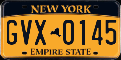 NY license plate GVX0145