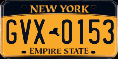 NY license plate GVX0153