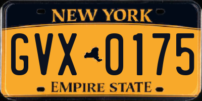 NY license plate GVX0175