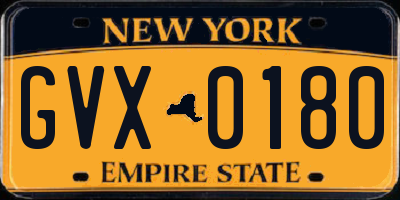 NY license plate GVX0180