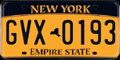 NY license plate GVX0193